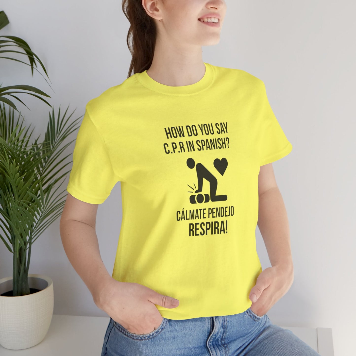 Spanish CPR Humor Tee, Funny T-Shirt, Unisex Short Sleeve Shirt, Great Gift for Nurses, Medical Students, CPR Classes