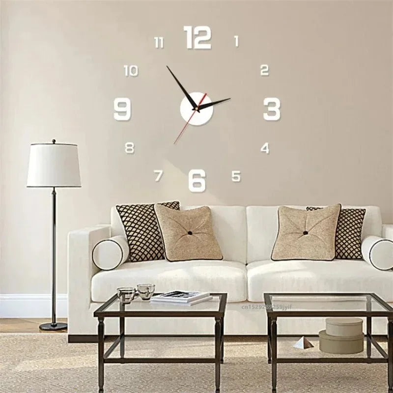 New 3D Acrylic Mirror Wall Clock Sticker for 40CM Fashion DIY Quartz Clocks Watch Home Decoration Living Room Stickers