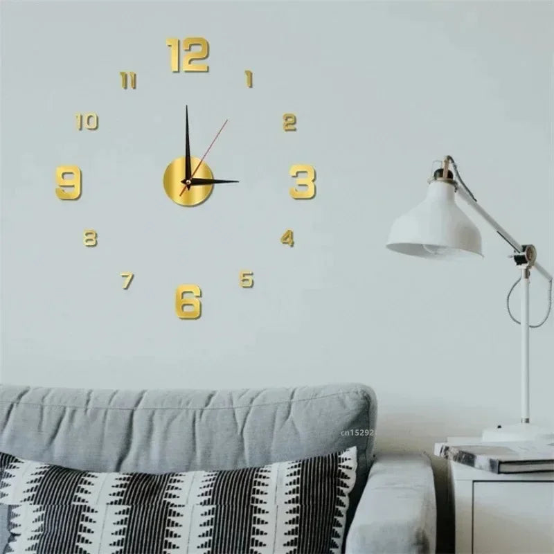 New 3D Acrylic Mirror Wall Clock Sticker for 40CM Fashion DIY Quartz Clocks Watch Home Decoration Living Room Stickers